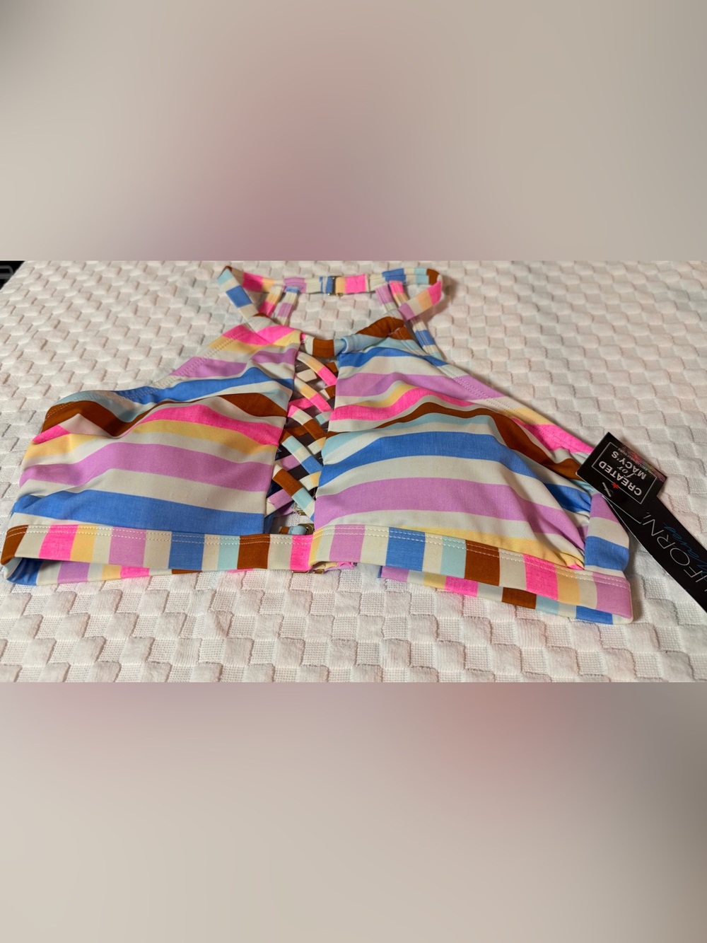 California Waves Pastel Stripe Bikini Top NWT